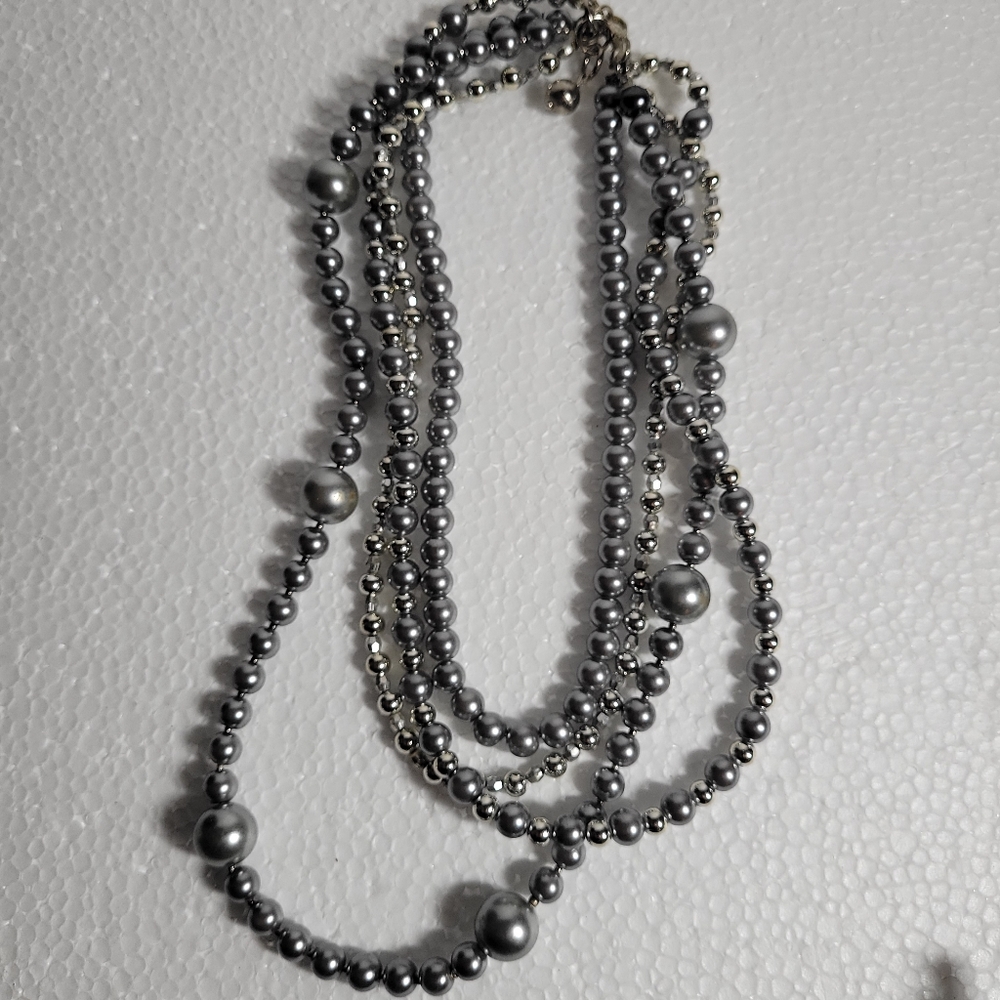 Multiple Strings Silver Plated Necklace - image 8